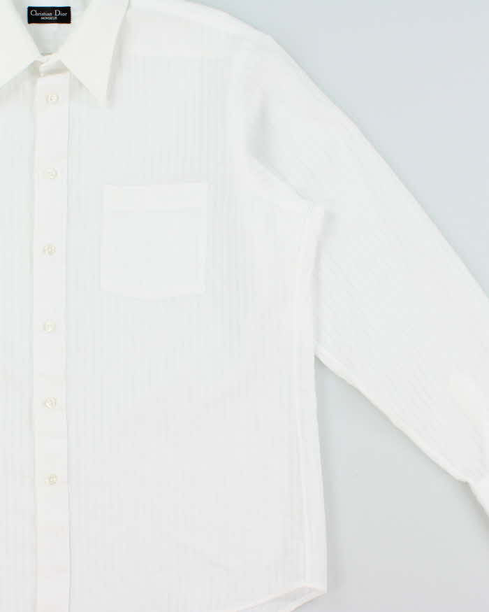 Vintage 1970s Christian Dior Monsieur Durable Press Striped Long Sleeve Dress Shirt - L