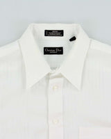 Vintage 1970s Christian Dior Monsieur Durable Press Striped Long Sleeve Dress Shirt - L