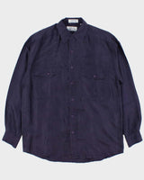 Vintage 1990s Club International Deep Purple Silk Long Sleeve Shirt - L