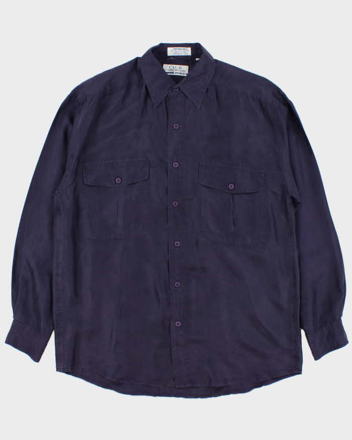 Vintage 1990s Club International Deep Purple Silk Long Sleeve Shirt - L