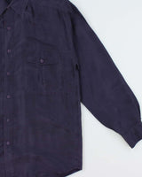 Vintage 1990s Club International Deep Purple Silk Long Sleeve Shirt - L