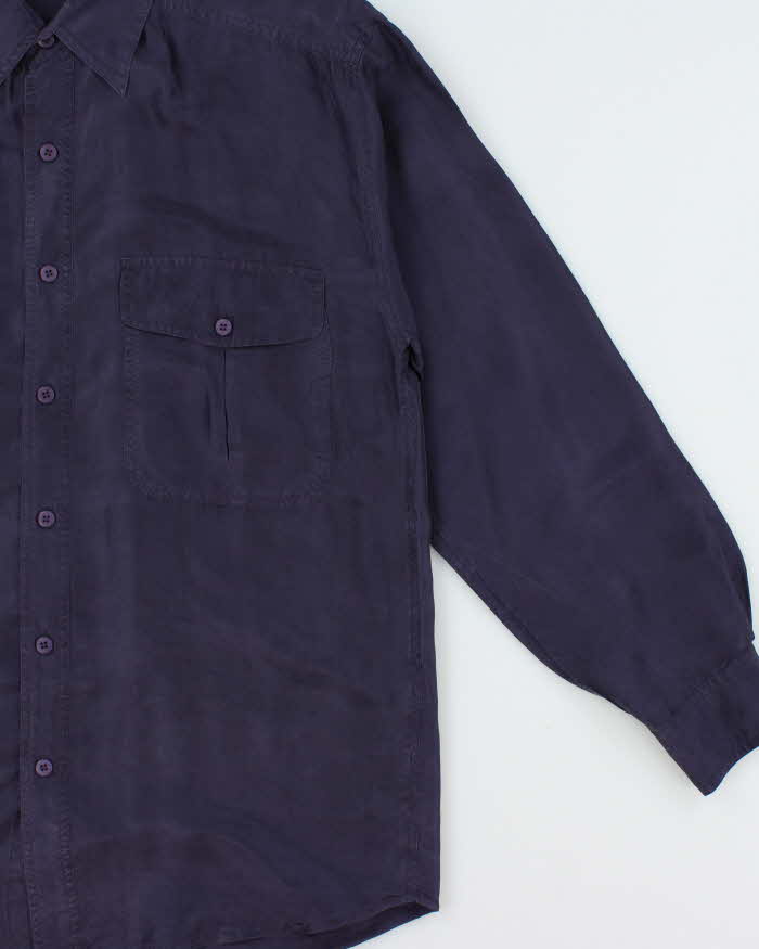 Vintage 1990s Club International Deep Purple Silk Long Sleeve Shirt - L