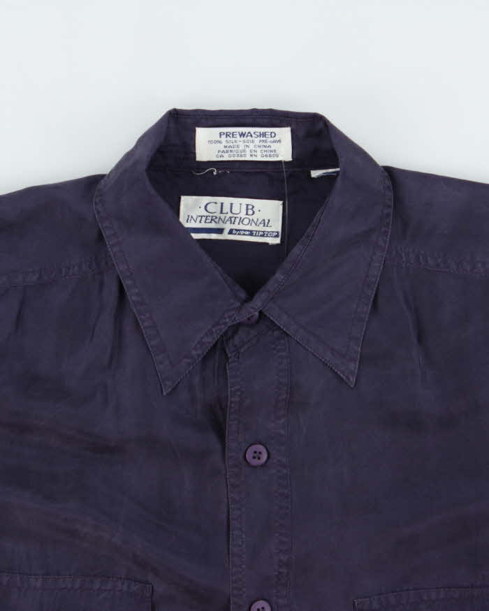 Vintage 1990s Club International Deep Purple Silk Long Sleeve Shirt - L