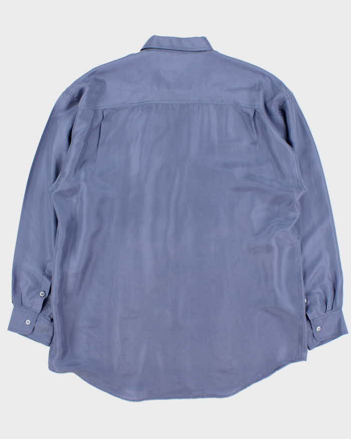 Vintage 1990s Silkman Lavender Blue Silk Long Sleeve Shirt - L