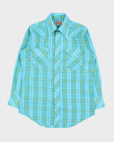 Vintage 1970s Gulfcrest Checked Western Snap Button Long Sleeve Shirt - M