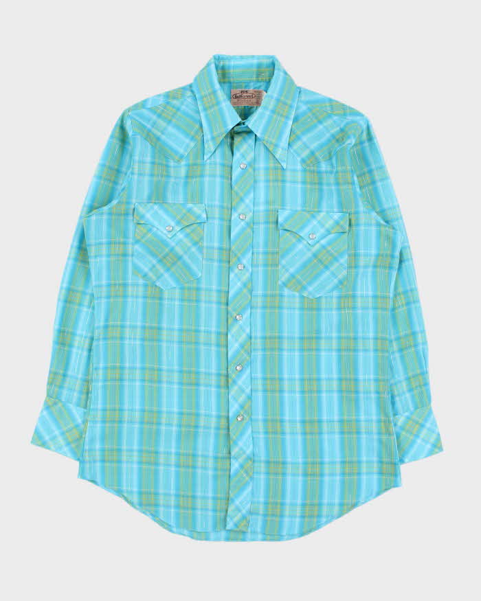 Vintage 1970s Gulfcrest Checked Western Snap Button Long Sleeve Shirt - M
