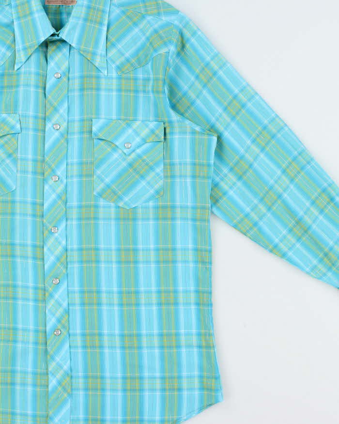 Vintage 1970s Gulfcrest Checked Western Snap Button Long Sleeve Shirt - M
