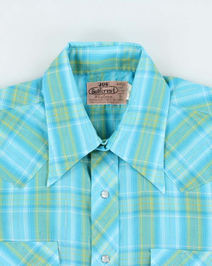 Vintage 1970s Gulfcrest Checked Western Snap Button Long Sleeve Shirt - M