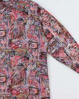 Vintage 1990s Pelican Cove Pattern Oversized Silk Long Sleeve Shirt - S