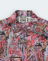 Vintage 1990s Pelican Cove Pattern Oversized Silk Long Sleeve Shirt - S