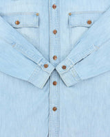 Vintage 1990s Versace Jeans Couture Light Wash Denim Embroidered Long Sleeve Western Shirt - M