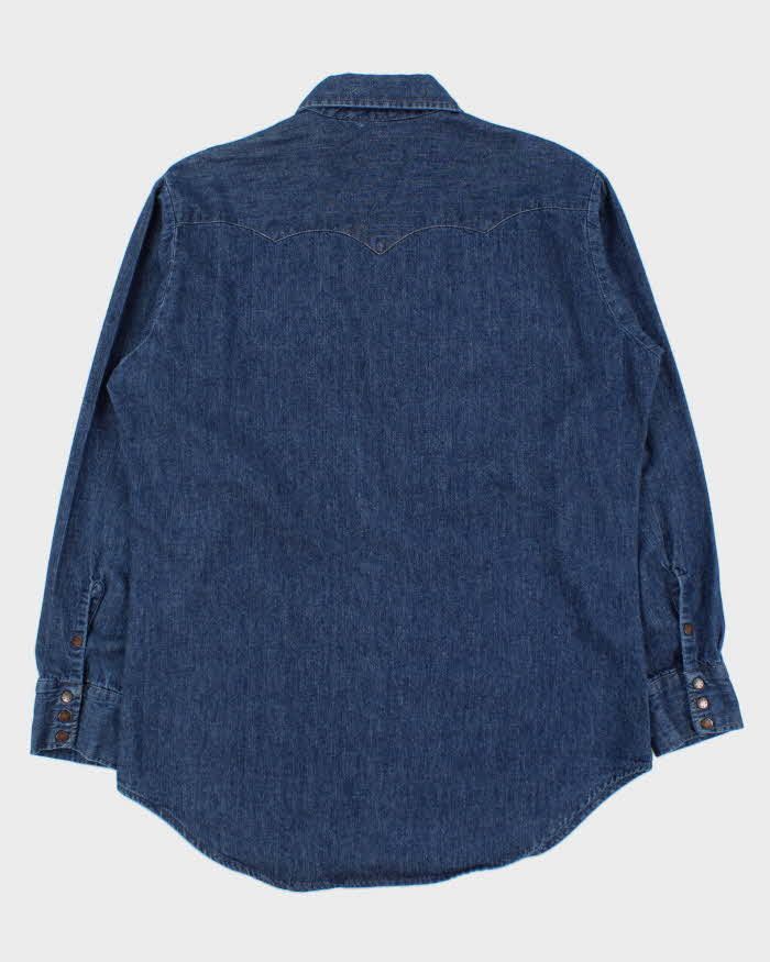 Vintage 1970s GWG Dark Wash Denim Snap Button Made In Canada Long Sleeve Western Workwear Shirt - L