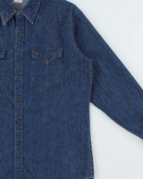 Vintage 1970s GWG Dark Wash Denim Snap Button Made In Canada Long Sleeve Western Workwear Shirt - L