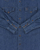 Vintage 1970s GWG Dark Wash Denim Snap Button Made In Canada Long Sleeve Western Workwear Shirt - L