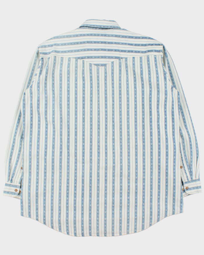 Vintage 1990s MWG Striped Long Sleeve Denim Western Shirt - XL