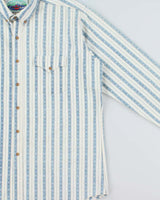 Vintage 1990s MWG Striped Long Sleeve Denim Western Shirt - XL