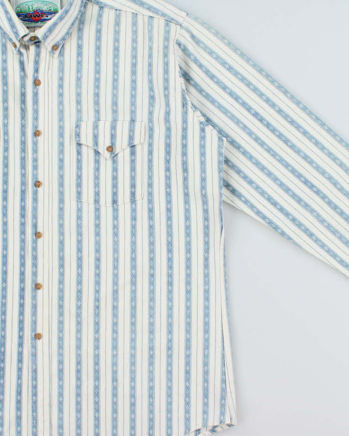 Vintage 1990s MWG Striped Long Sleeve Denim Western Shirt - XL