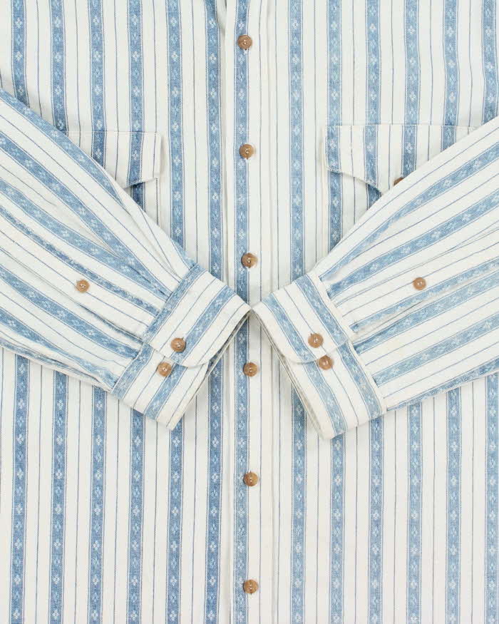 Vintage 1990s MWG Striped Long Sleeve Denim Western Shirt - XL