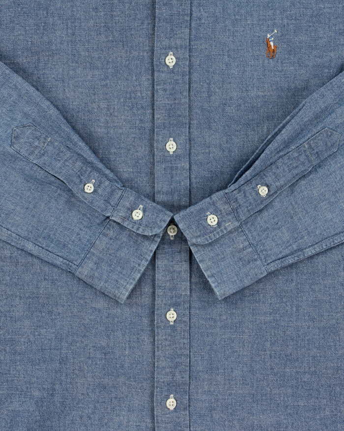 Vintage Y2K 00s Ralph Lauren Chambray Denim Classic Fit Long Sleeve Shirt - S