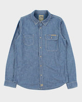 Vintage True Religion Contrast Stitch Chambray Denim Long Sleeve Utility Shirt - L