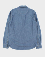 Vintage True Religion Contrast Stitch Chambray Denim Long Sleeve Utility Shirt - L