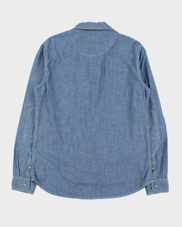 Vintage True Religion Contrast Stitch Chambray Denim Long Sleeve Utility Shirt - L