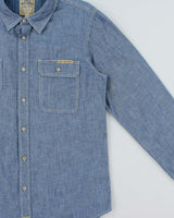 Vintage True Religion Contrast Stitch Chambray Denim Long Sleeve Utility Shirt - L