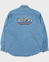 Vintage '03 Y2K Harley Davidson Milwaukee Embroidered Long Sleeve Denim Shirt - XL
