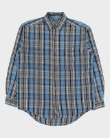 Vintage 1994 Levi's Grey Tab Plaid Tartan Long Sleeve Denim Shirt - M