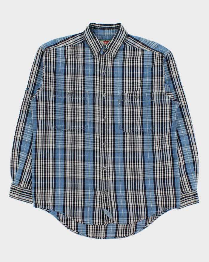 Vintage 1994 Levi's Grey Tab Plaid Tartan Long Sleeve Denim Shirt - M