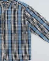 Vintage 1994 Levi's Grey Tab Plaid Tartan Long Sleeve Denim Shirt - M