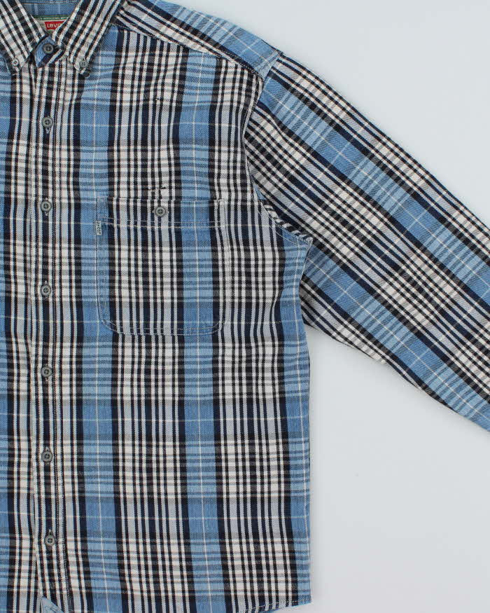 Vintage 1994 Levi's Grey Tab Plaid Tartan Long Sleeve Denim Shirt - M