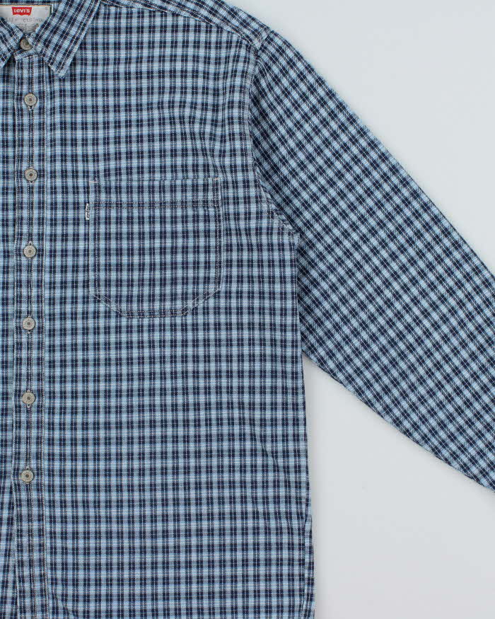 Vintage 1990s Levi's White Tab Plaid Long Sleeve Denim Shirt - L