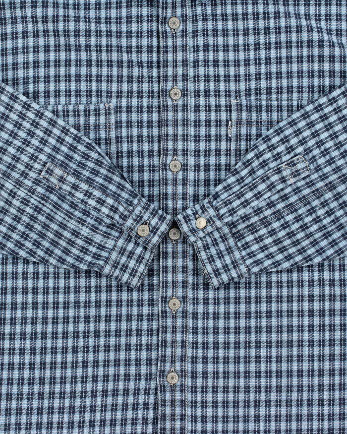 Vintage 1990s Levi's White Tab Plaid Long Sleeve Denim Shirt - L