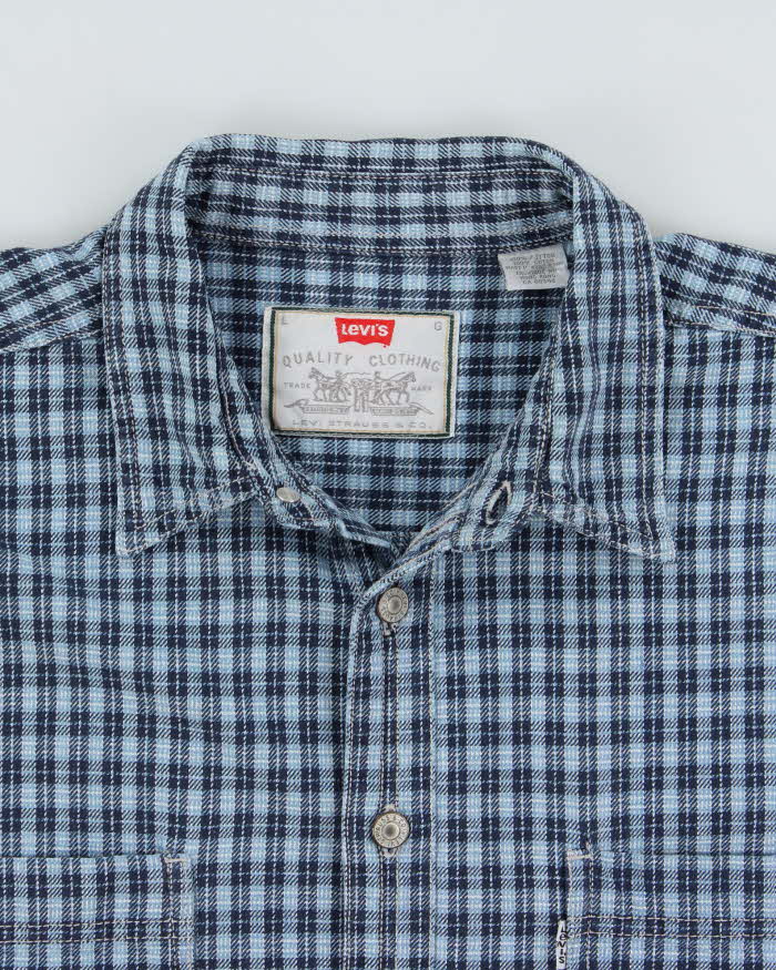 Vintage 1990s Levi's White Tab Plaid Long Sleeve Denim Shirt - L