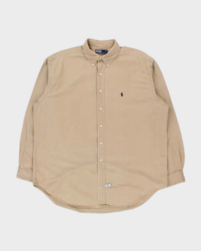 Vintage 1990s Polo Ralph Lauren Desert Khaki Long Sleeve Oxford Cloth Shirt - XL