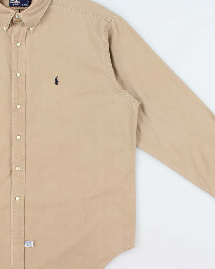 Vintage 1990s Polo Ralph Lauren Desert Khaki Long Sleeve Oxford Cloth Shirt - XL