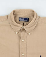 Vintage 1990s Polo Ralph Lauren Desert Khaki Long Sleeve Oxford Cloth Shirt - XL