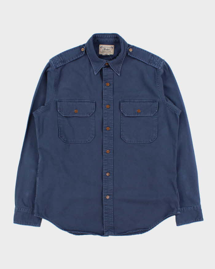 Vintage Polo Ralph Lauren Prussian Blue Denim Long Sleeve Utility Shirt - M