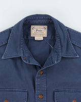 Vintage Polo Ralph Lauren Prussian Blue Denim Long Sleeve Utility Shirt - M