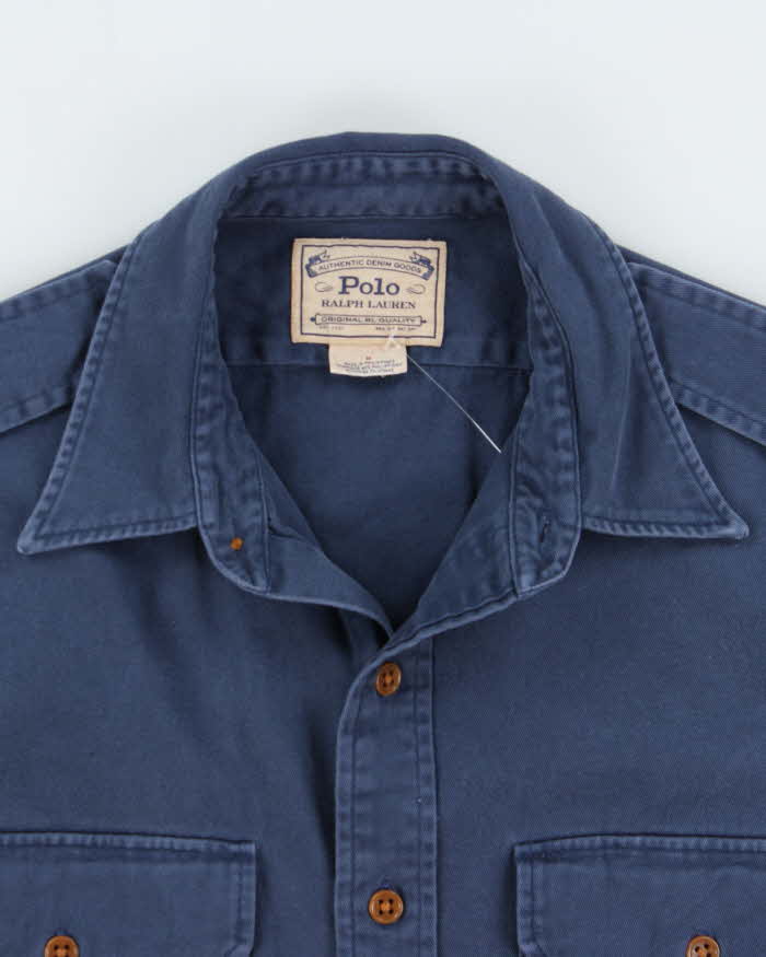 Vintage Polo Ralph Lauren Prussian Blue Denim Long Sleeve Utility Shirt - M