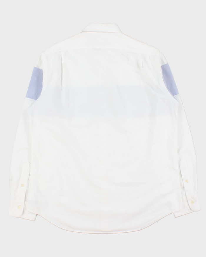 Vintage Polo Ralph Lauren Chambray Stripe Embroidered Tartan Spell Out Classic Fit Long Sleeve Oxford Shirt - L