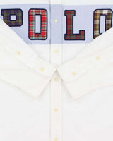 Vintage Polo Ralph Lauren Chambray Stripe Embroidered Tartan Spell Out Classic Fit Long Sleeve Oxford Shirt - L