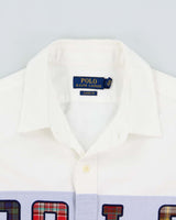 Vintage Polo Ralph Lauren Chambray Stripe Embroidered Tartan Spell Out Classic Fit Long Sleeve Oxford Shirt - L