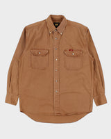 Vintage Lee Riders Tan Denim Made In USA Long Sleeve Workwear Shirt - M
