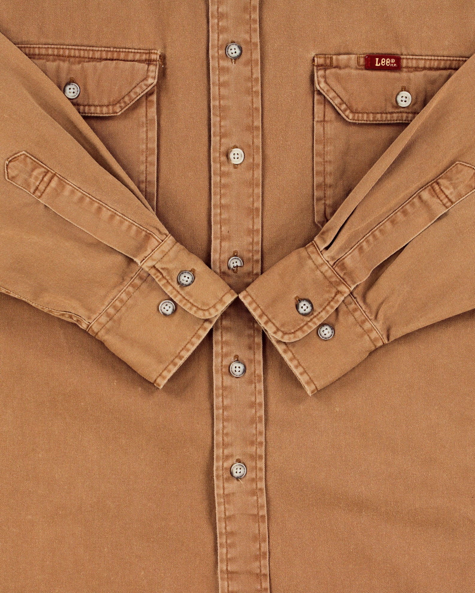 Vintage Lee Riders Tan Denim Made In USA Long Sleeve Workwear Shirt - M