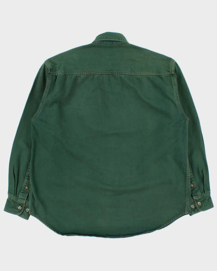 Vintage 1990s Stone Pine Green Contrast Stitch Long Sleeve Denim Shirt - L