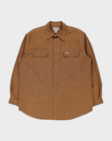 Vintage Carhartt Tan Brown Heavyweight Canvas Long Sleeve Utility Shirt - XL