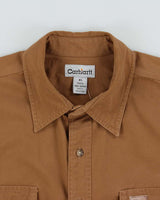 Vintage Carhartt Tan Brown Heavyweight Canvas Long Sleeve Utility Shirt - XL
