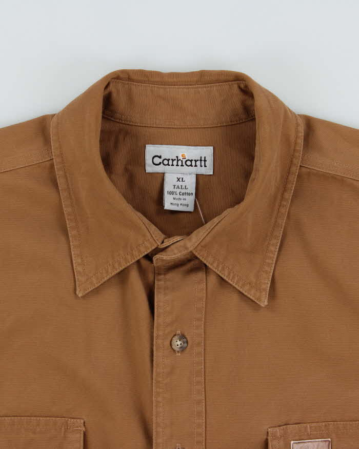 Vintage Carhartt Tan Brown Heavyweight Canvas Long Sleeve Utility Shirt - XL